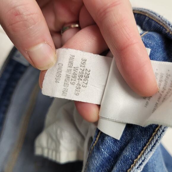 Paige Hoxton crop jeans ankle angle asymmetrical hem mid rise - Picture 8 of 11